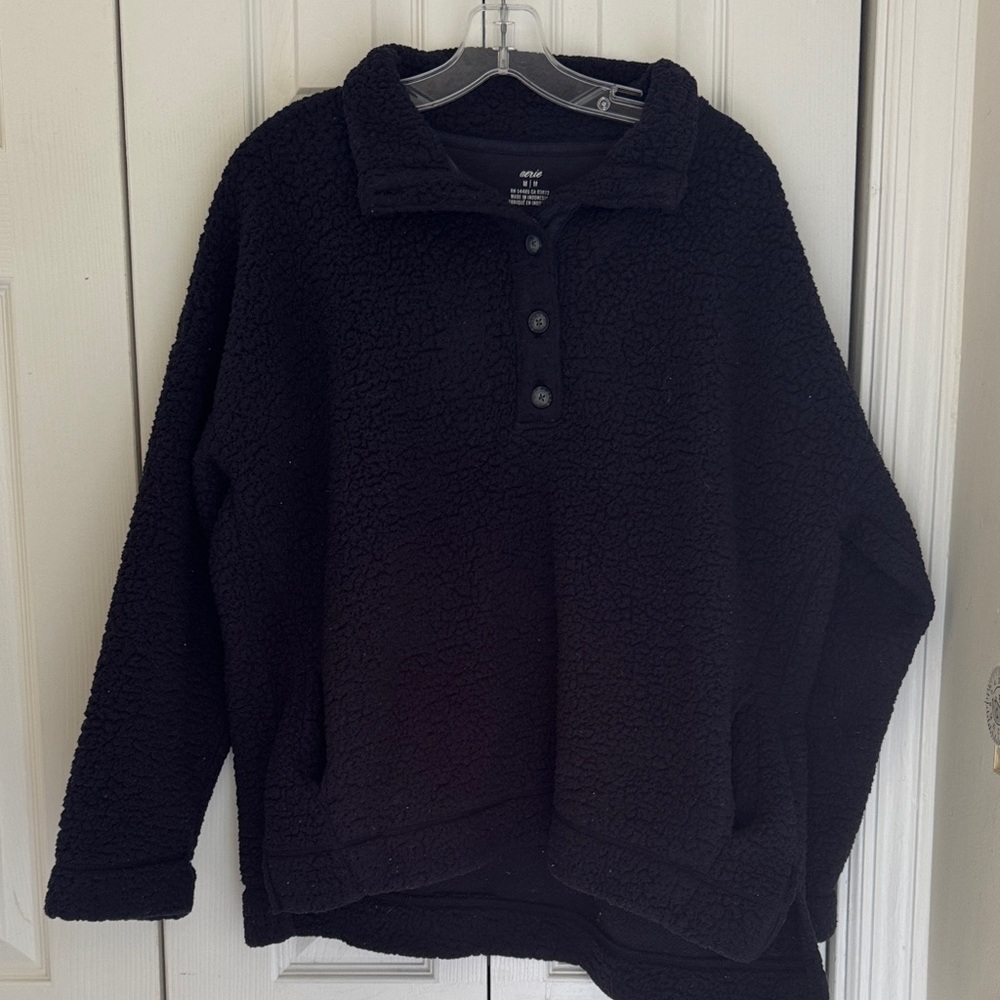 Aerie Navy Fuzzy Jacket Size medium